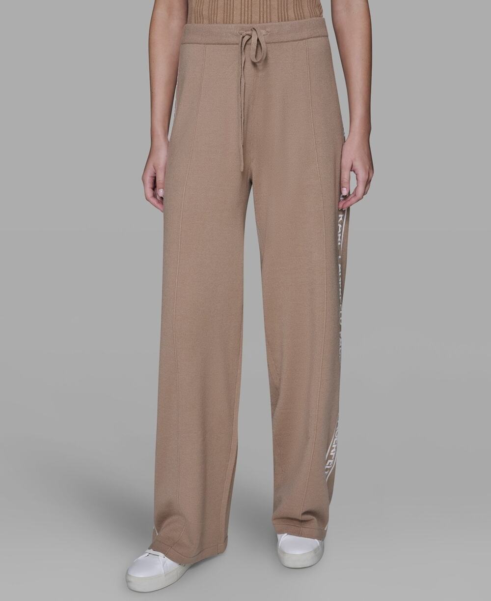 KARL LAGERFELD PARIS Petite Wide-Leg Ankle Pants Beige Size PL 3854